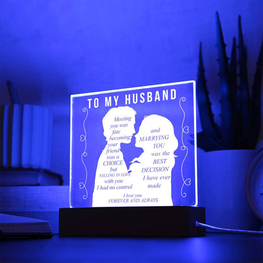 To My Husband | Forever And Always | Square Acrylic Plaque
